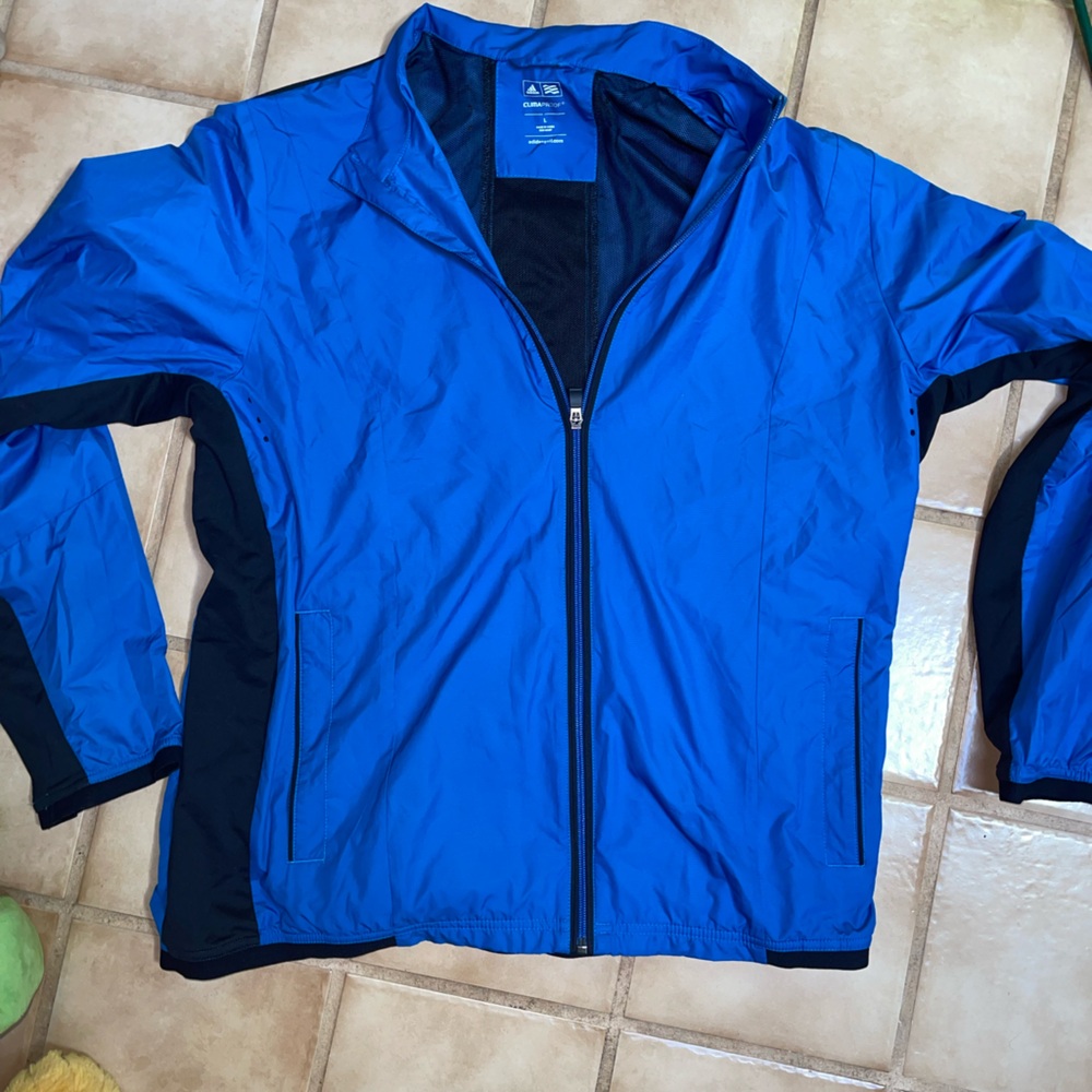 Adidas Blue and Black Windbreaker Size Large